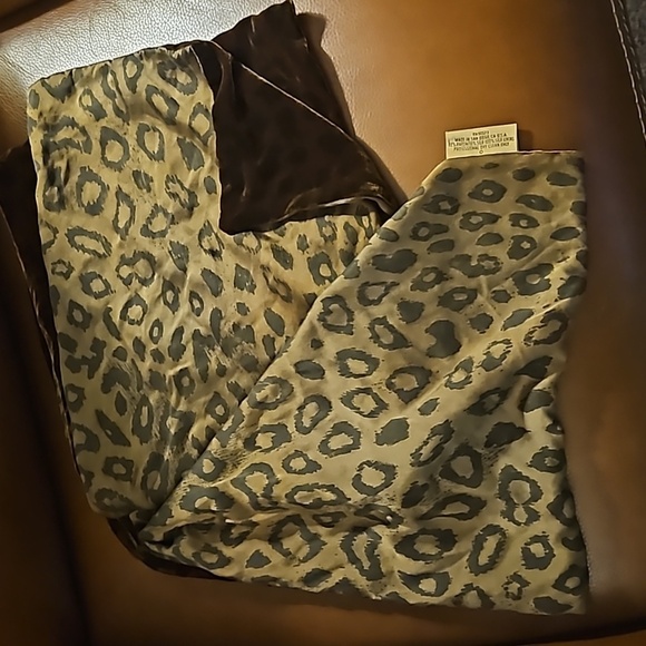 VTG RICHARD FISCHER Brown Velvet Silk Leopard Print Lined Scarf Stole - Picture 7 of 7